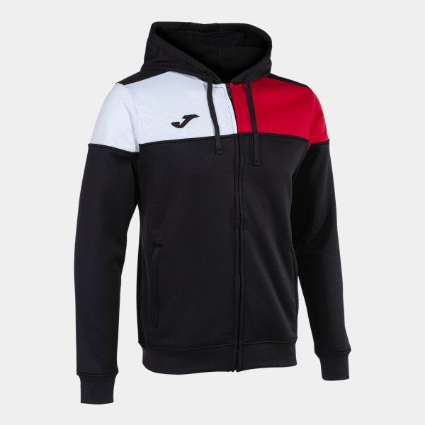 CREW V ZIP-UP HOODIE BLACK RED WHITE S