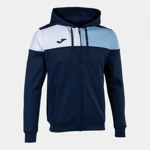 CREW V ZIP-UP HOODIE NAVY SKY BLUE WHITE S