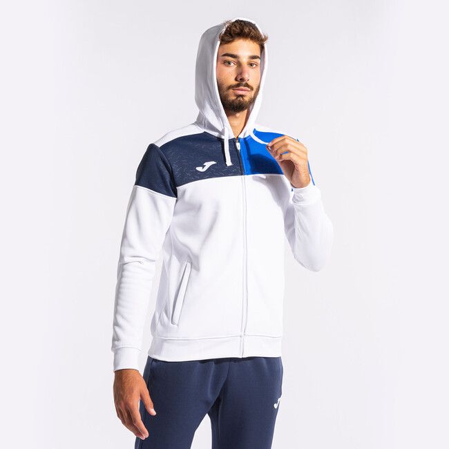 CREW V ZIP-UP HOODIE WHITE ROYAL NAVY L