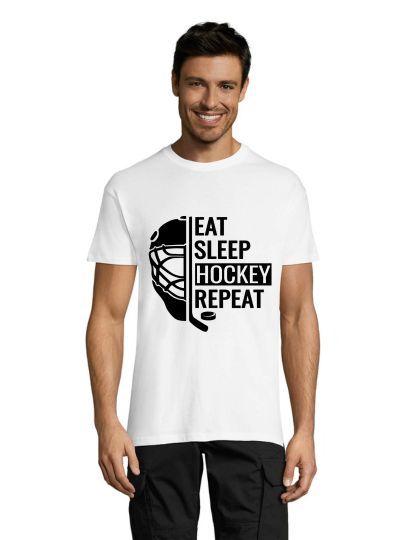 Eat, Sleep, Hockey, Repeat pánske tričko biele 2XS