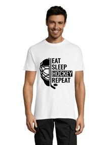 Eat, Sleep, Hockey, Repeat pánske tričko biele 3XS