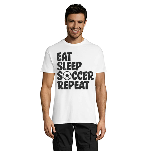 Eat Sleep Soccer Repeat pánske tričko biele 2XS