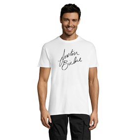 Justin Bieber Signature pánske tričko biele XL