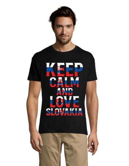 Keep calm and love Slovakia pánske tričko čierne 2XL