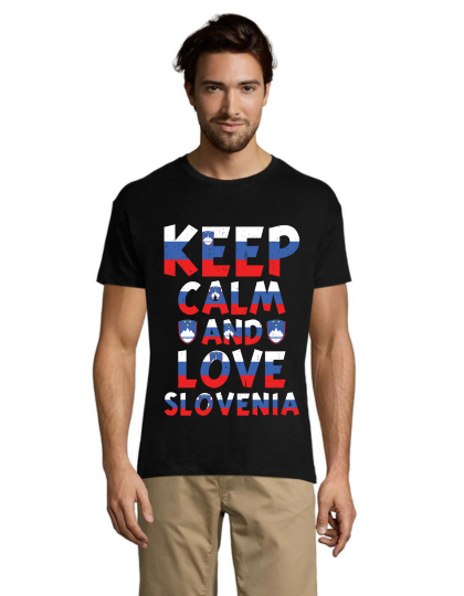 Keep calm and love Slovenia pánske tričko čierne 2XL