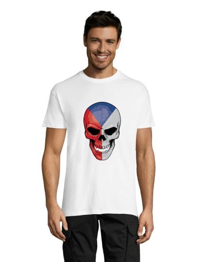 Scull czech flag men's shirt white 4XS