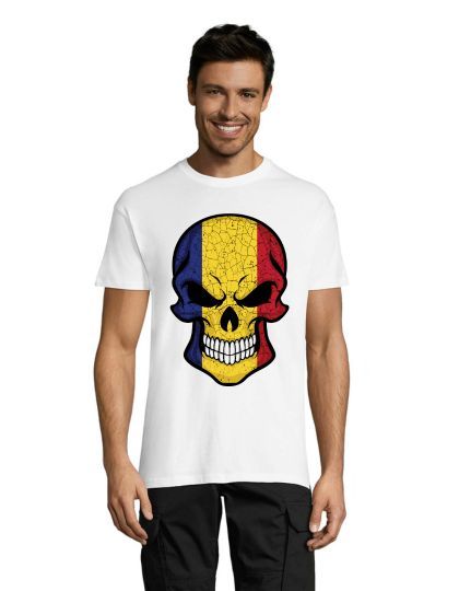 Scull romanian flag men's shirt white 3XL