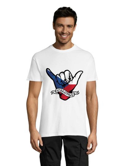 Hand czech flag men's shirt white 3XS