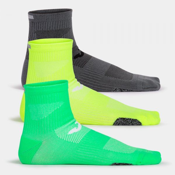 RUNNING NIGHT SOCKS FLUOR GREEN GREY FLUOR YELLOW 43-46