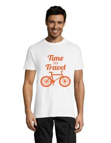 Time to travel with bicycle pánske tričko biele L